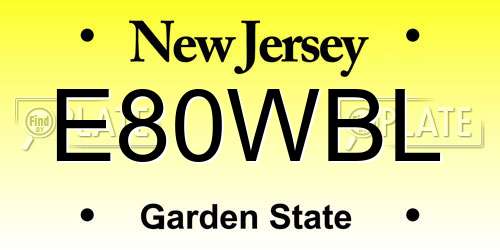 E80WBL New Jersey License Plate