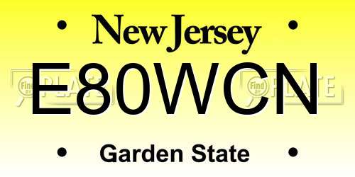 E80WCN New Jersey License Plate