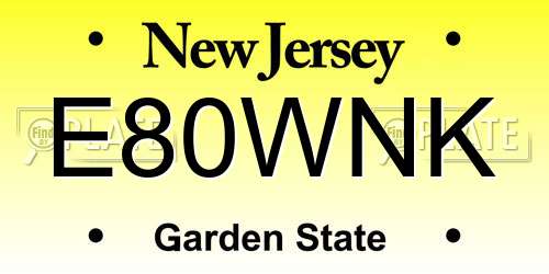 E80WNK New Jersey License Plate