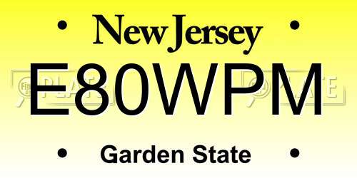E80WPM New Jersey License Plate