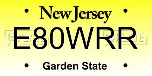 E80WRR New Jersey License Plate