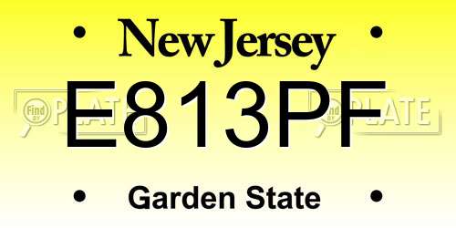 E813PF New Jersey License Plate