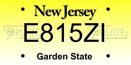 E815ZI New Jersey License Plate