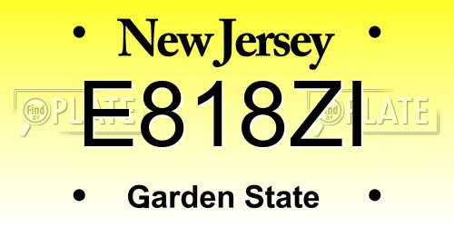 E818ZI New Jersey License Plate