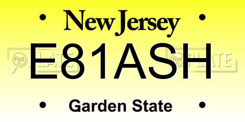 E81ASH New Jersey License Plate