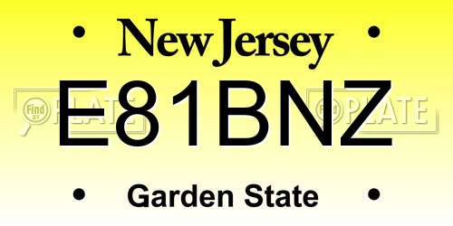 E81BNZ New Jersey License Plate