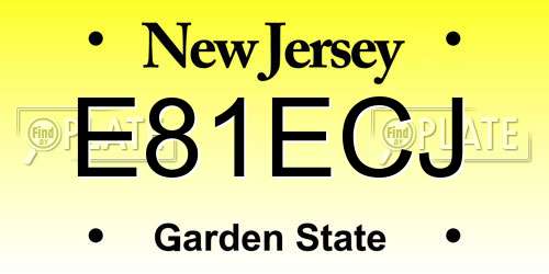 E81ECJ New Jersey License Plate
