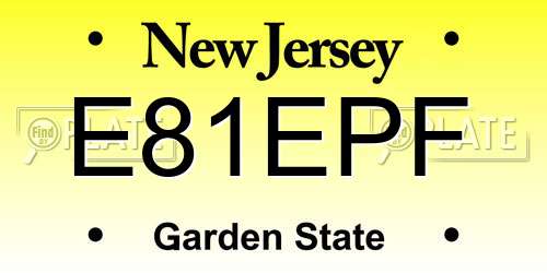 E81EPF New Jersey License Plate