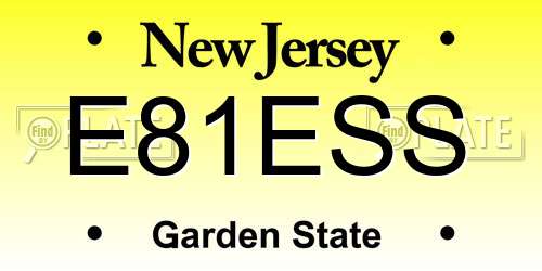 E81ESS New Jersey License Plate