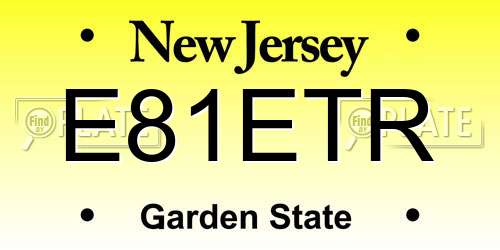 E81ETR New Jersey License Plate