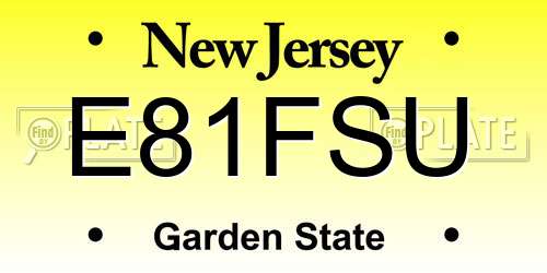 E81FSU New Jersey License Plate