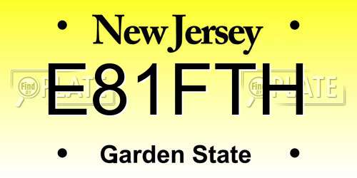 E81FTH New Jersey License Plate