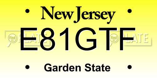 E81GTF New Jersey License Plate