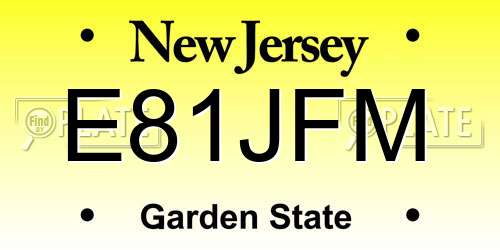 E81JFM New Jersey License Plate