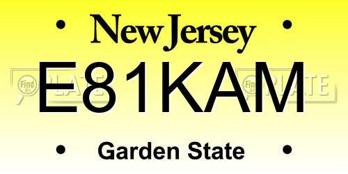 E81KAM New Jersey License Plate