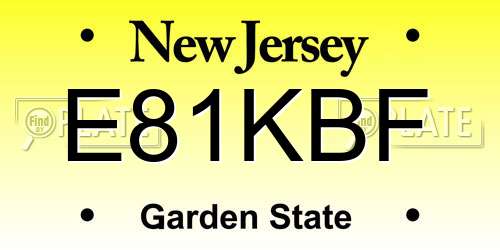 E81KBF New Jersey License Plate
