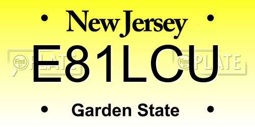 E81LCU New Jersey License Plate