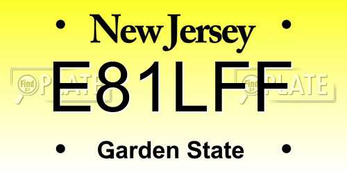 E81LFF New Jersey License Plate