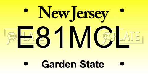 E81MCL New Jersey License Plate