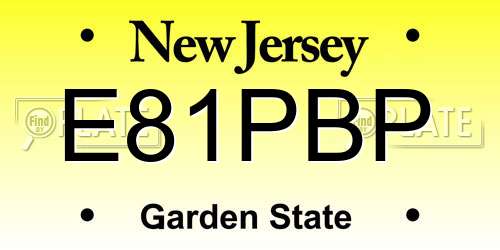E81PBP New Jersey License Plate