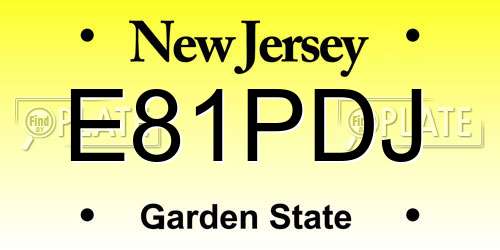 E81PDJ New Jersey License Plate
