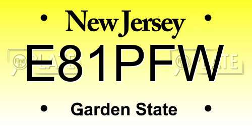 E81PFW New Jersey License Plate