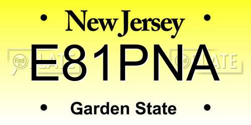E81PNA New Jersey License Plate