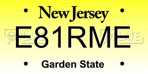 E81RME New Jersey License Plate