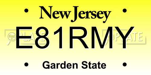 E81RMY New Jersey License Plate