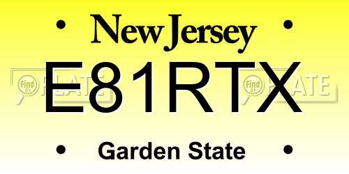 E81RTX New Jersey License Plate