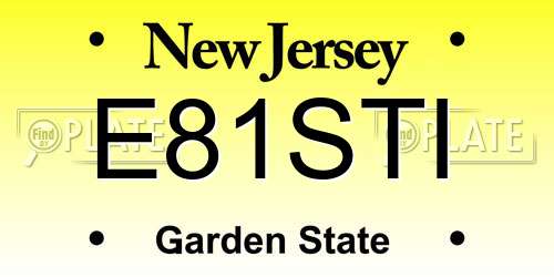 E81STI New Jersey License Plate