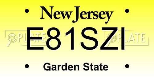 E81SZI New Jersey License Plate