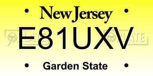 E81UXV New Jersey License Plate