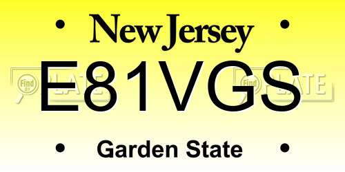 E81VGS New Jersey License Plate
