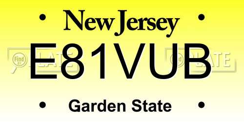 E81VUB New Jersey License Plate