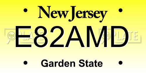 E82AMD New Jersey License Plate
