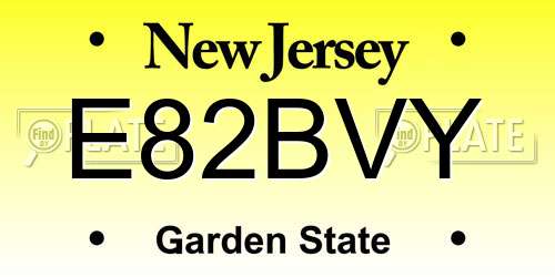 E82BVY New Jersey License Plate