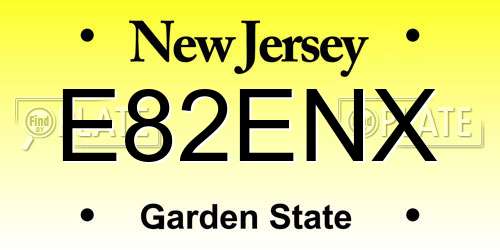 E82ENX New Jersey License Plate