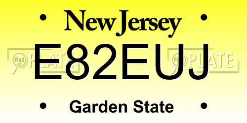 E82EUJ New Jersey License Plate