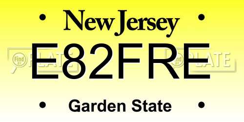 E82FRE New Jersey License Plate