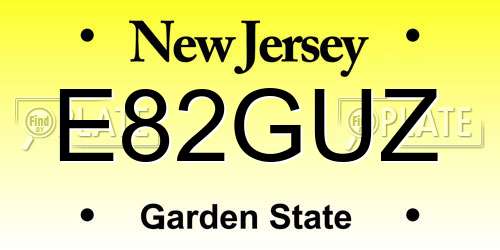 E82GUZ New Jersey License Plate