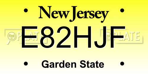 E82HJF New Jersey License Plate