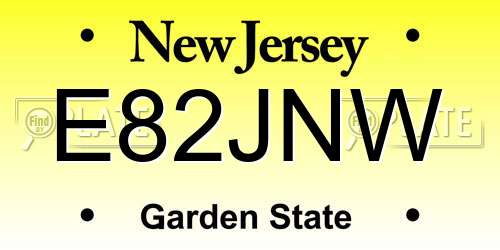 E82JNW New Jersey License Plate