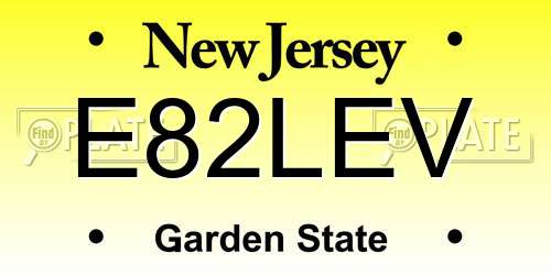 E82LEV New Jersey License Plate