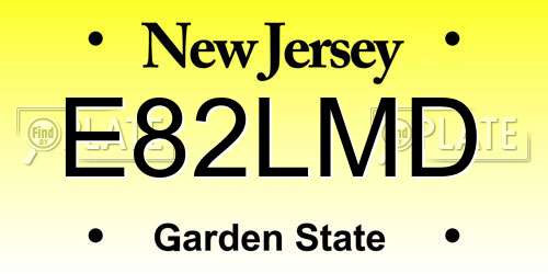 E82LMD New Jersey License Plate