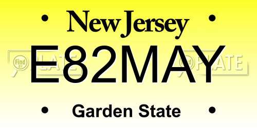 E82MAY New Jersey License Plate