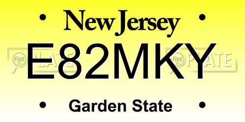 E82MKY New Jersey License Plate