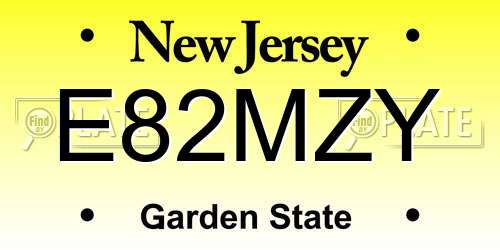 E82MZY New Jersey License Plate