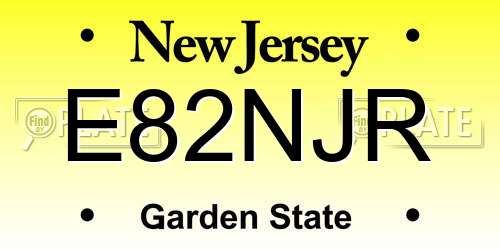 E82NJR New Jersey License Plate