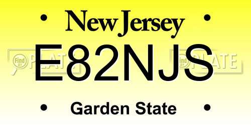 E82NJS New Jersey License Plate